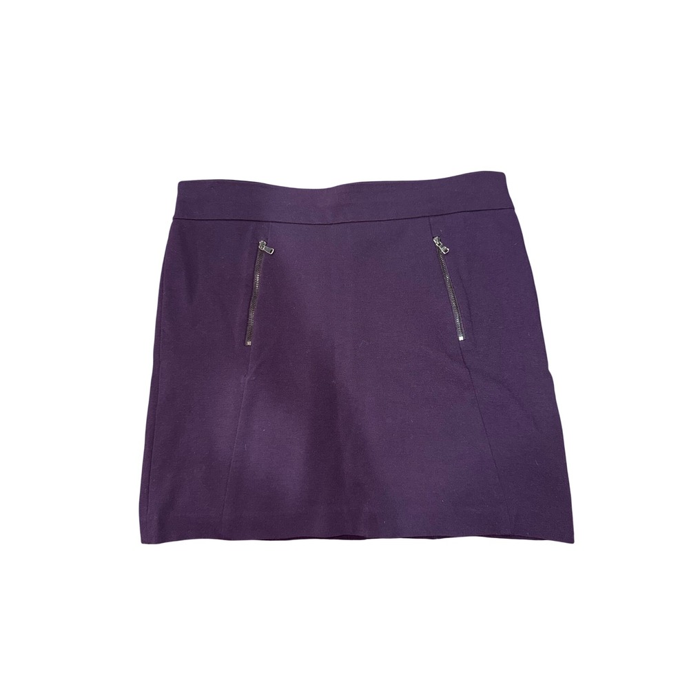 Ann Taylor Petite Purple Zipper Accent A-Line‎ Skirt Size 8